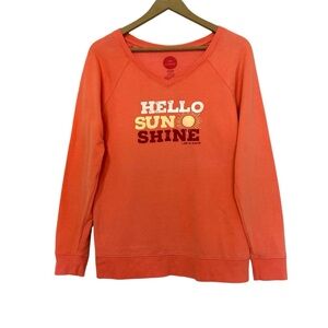 Life Is Good Coral Hello Sunshine Sweatshirt Women’s Small Travel Outdoor Casual